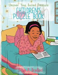 Book cover of Uncover Your Buried Treasure Children’s Puzzle Book, affirming puzzles for focus and confidence.